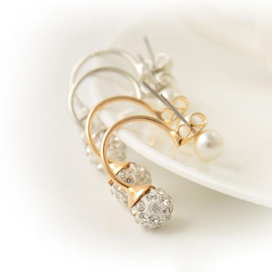 1Pair Ear Studs Faux Pearl Decor Jewelry Alloy Women Front Back Stud Earrings for Birthday Party