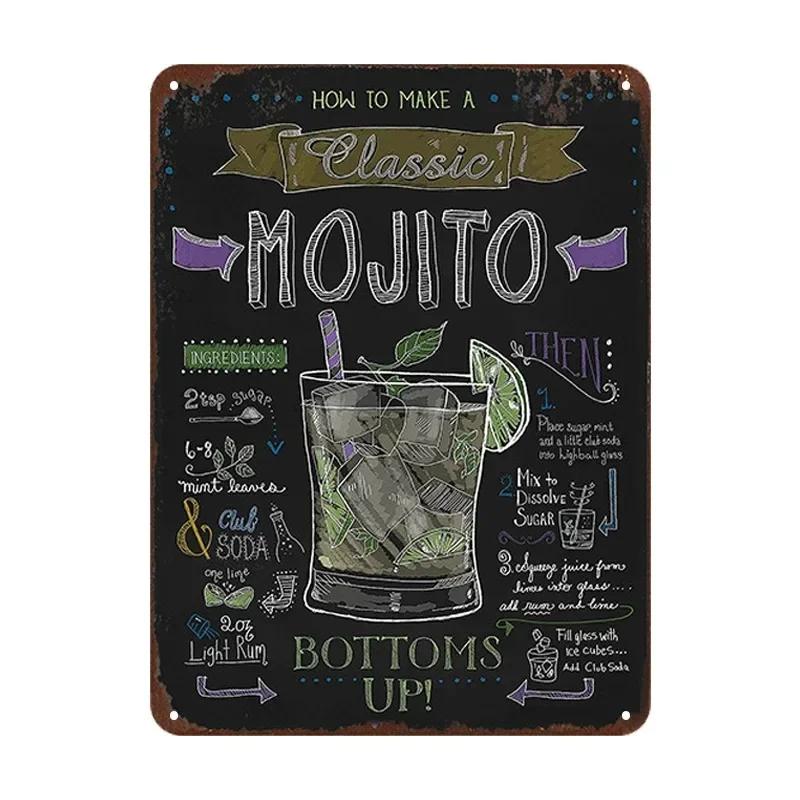 Summer Time BEER Retro Metal Tin Signs Decor Mojito Cocktail Plaque Vintage Posters Bar Pub Art Stickers Wall Decor