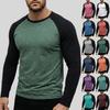 Herrfärg,Blockerad Raglanärm Rund Hals T-shirt Herr Casual Mode T-shirt