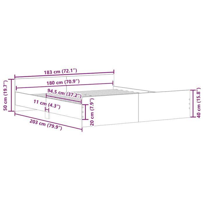 VidaXL Bed Frames Headboard and Footboard Grey Sonoma 180x200 Cm 3203773