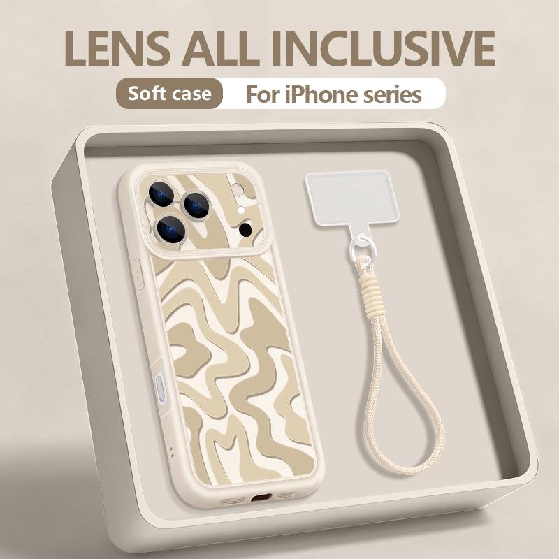Colorful Stripe Printed With Strap Phone Case For iPhone 17 Pro Max Air 16e 16 15 14 Pro Max 13 12 Pro Shockproof Soft TPU Cover