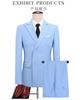 Men Plus Size Double Breasted Solid Color Slim Fit British Style Two Piece Suit