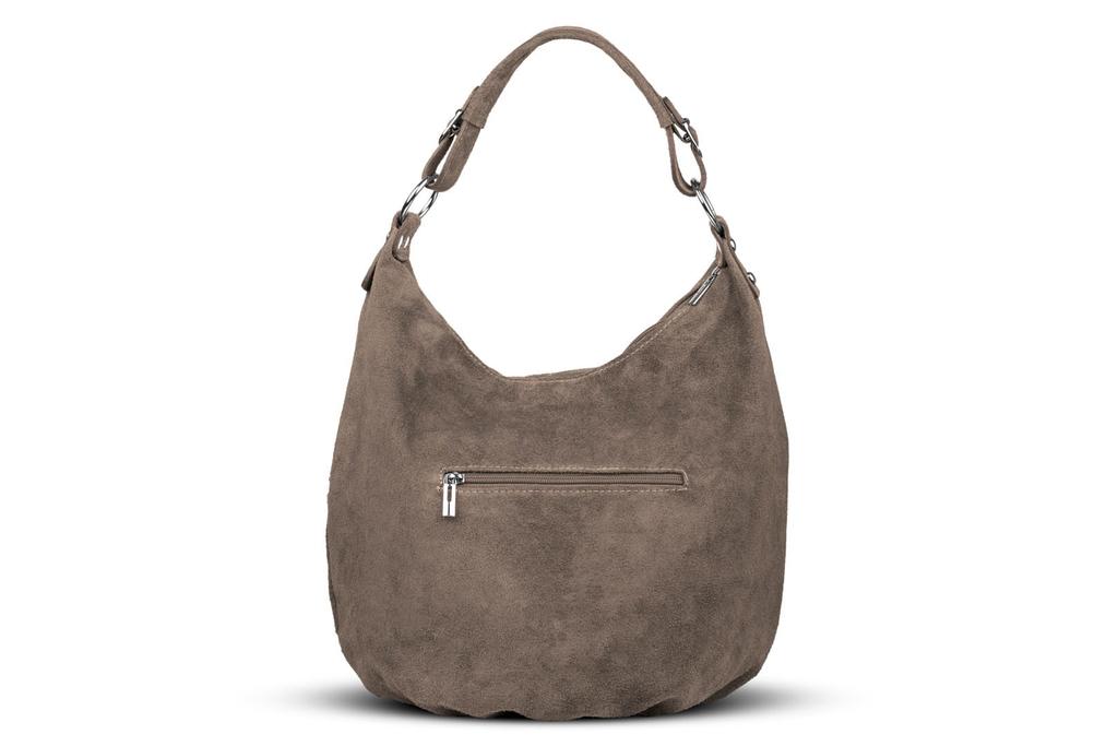 Torba Skórzana Vera Pelle Derka Zamszowa Taupe