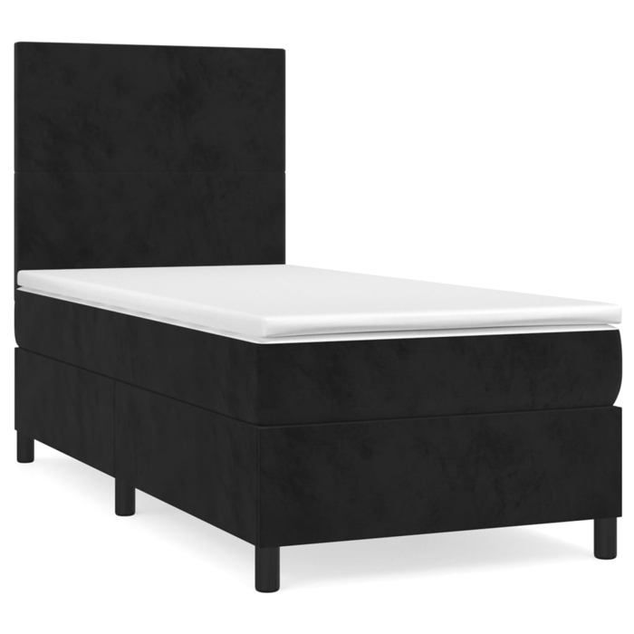 Maison Exclusive - Sommier à lattes de lit avec matelas Noir 90x190 cm Velours