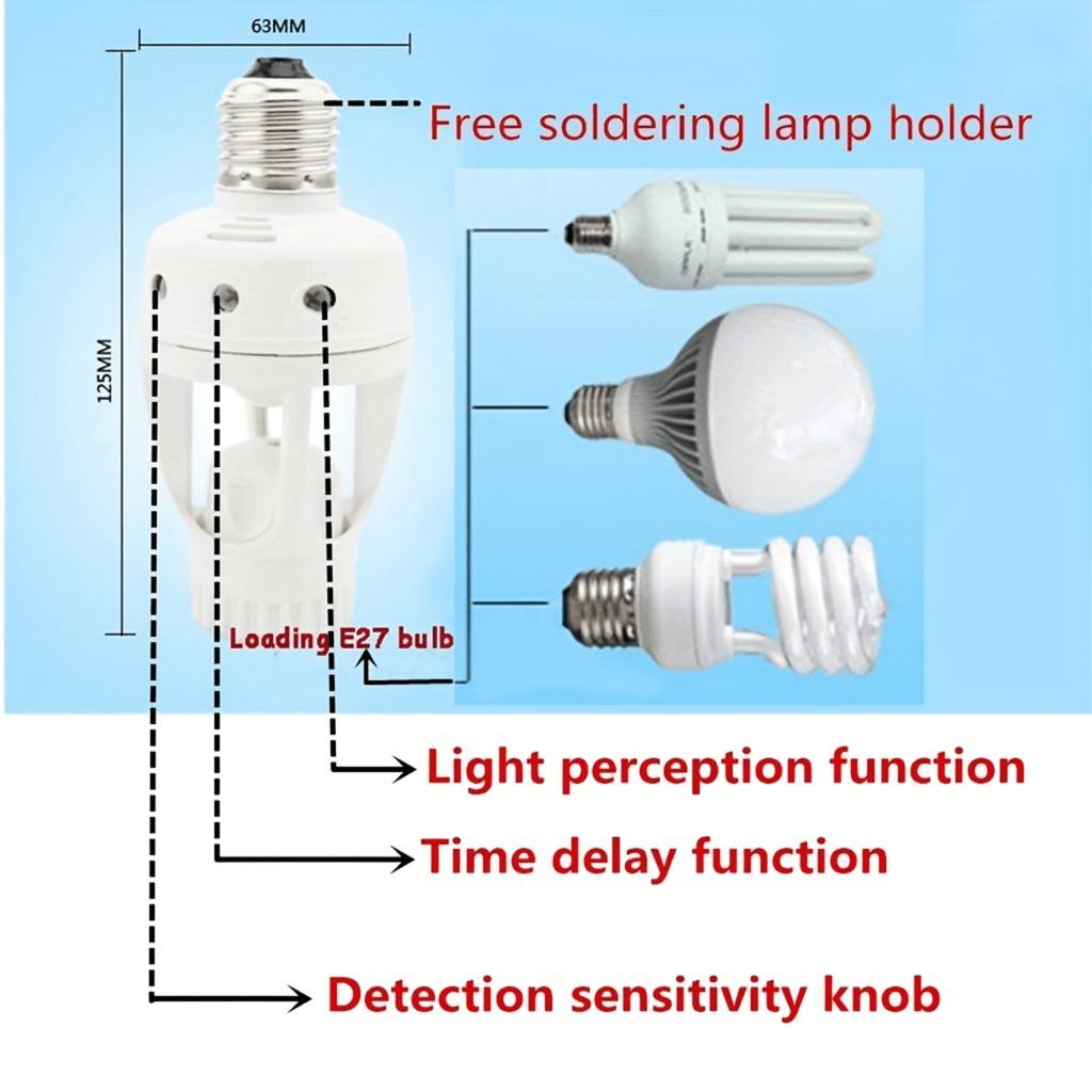 1pc Smart Motion Sensor Light Bulb Holder E27 PIR Induction Sensor Adapter Lamp Base Converter Automatic LED Switch AC 110V 220V
