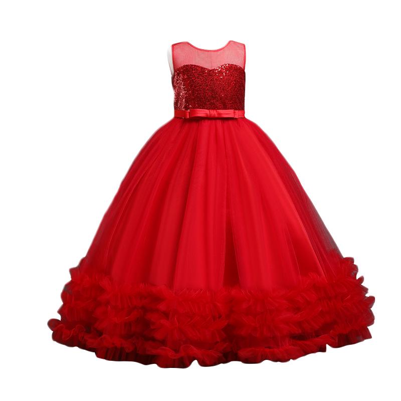 Girls' Summer Sequined Embroidered Mesh Princess Tutu Dress
