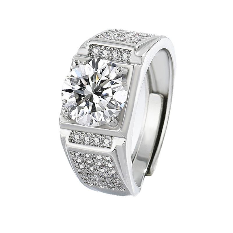 2026 Men's Ring Full Diamond Fashion Light Luxury Men's Open Ring Accessories