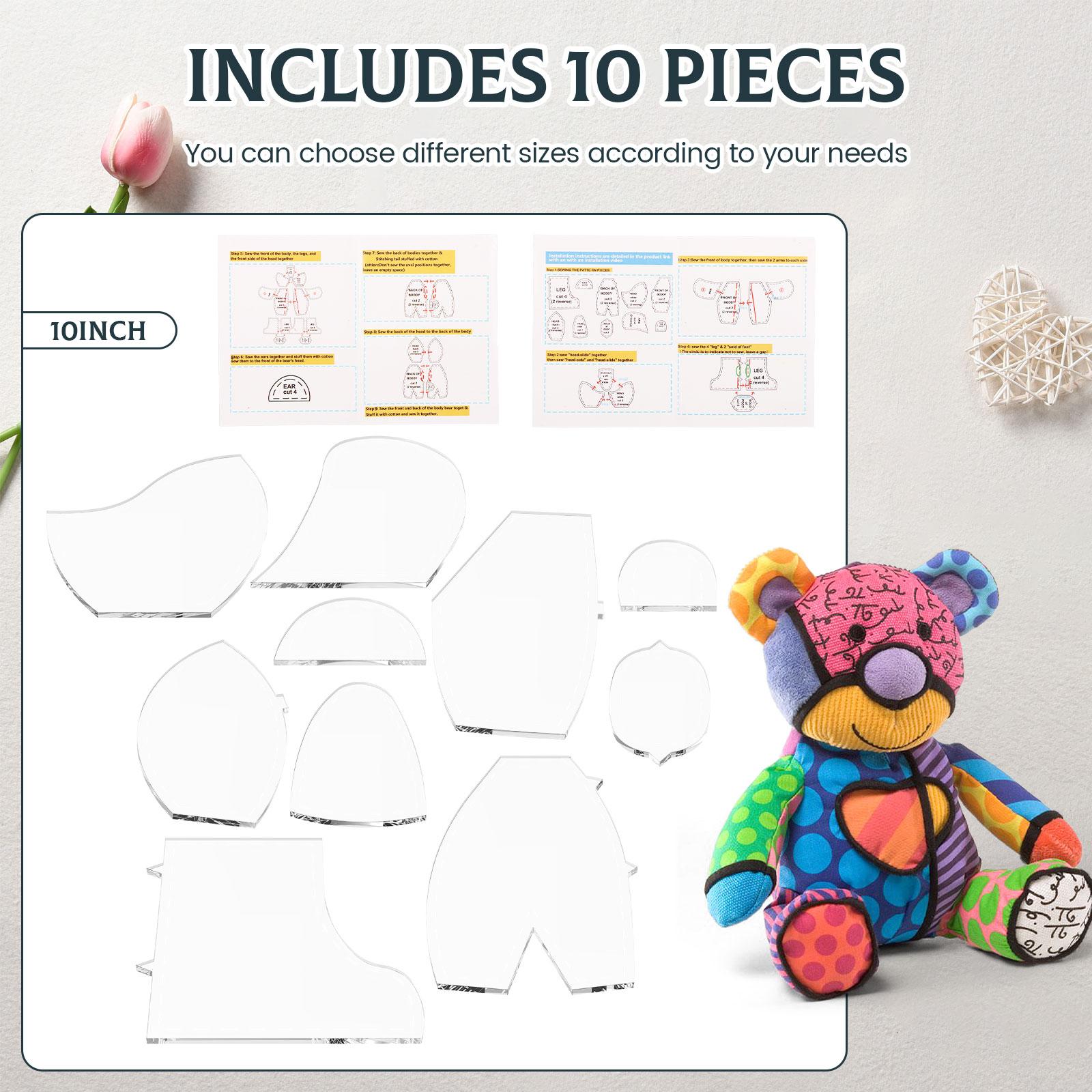 

10Pcs Sewing Ruler Memory Bear Template Ruler Set 10/12/15 Inch Acrylic Memory Bear Pattern Template Bear Sewing Template