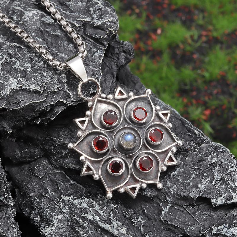 Retro Fashion Ethnic Style Gemstone Lotus Pendant Necklace Women s Casual Party Jewelry Accessories