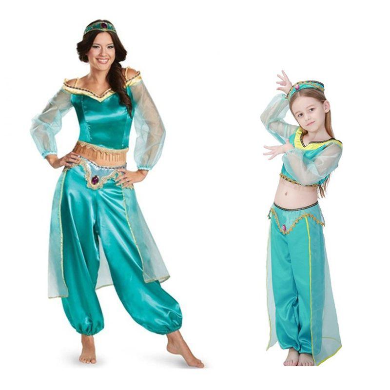 Enchanting Aladdin Princess Jasmine Cosplay Dress Set For Adults And Girls