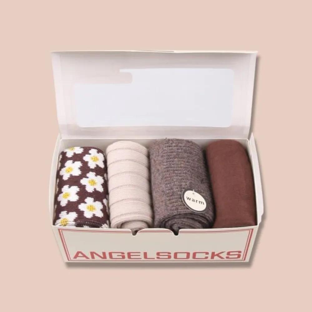 Angel Socks SET004_Wood Brown Knit Wool Chuseok Holiday Gift SOCKS Socks