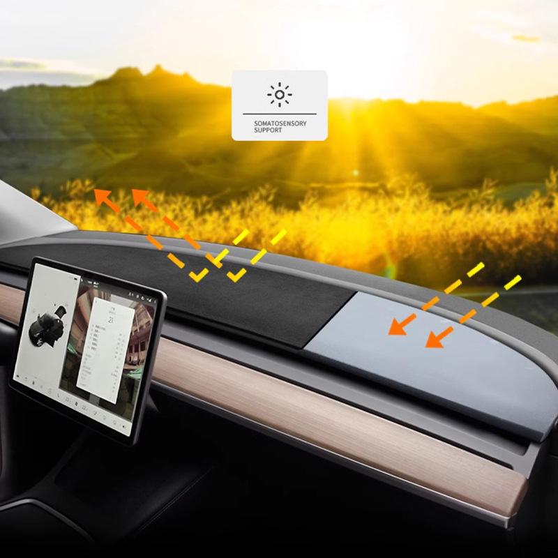Anti-Glare Sunshade Dashboard Mat for Tesla Model Y/3/YL Front Console