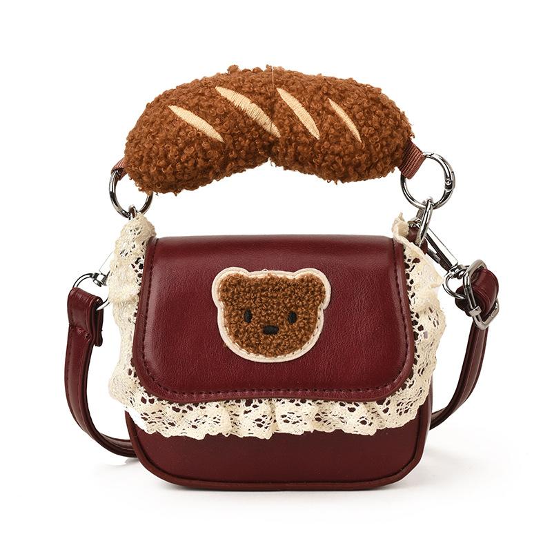 

Bag female Korean version lace edge princess bag mini handbag 2025 new niche one-shoulder messenger bag mouth red envelope [Mini Version] бордовый