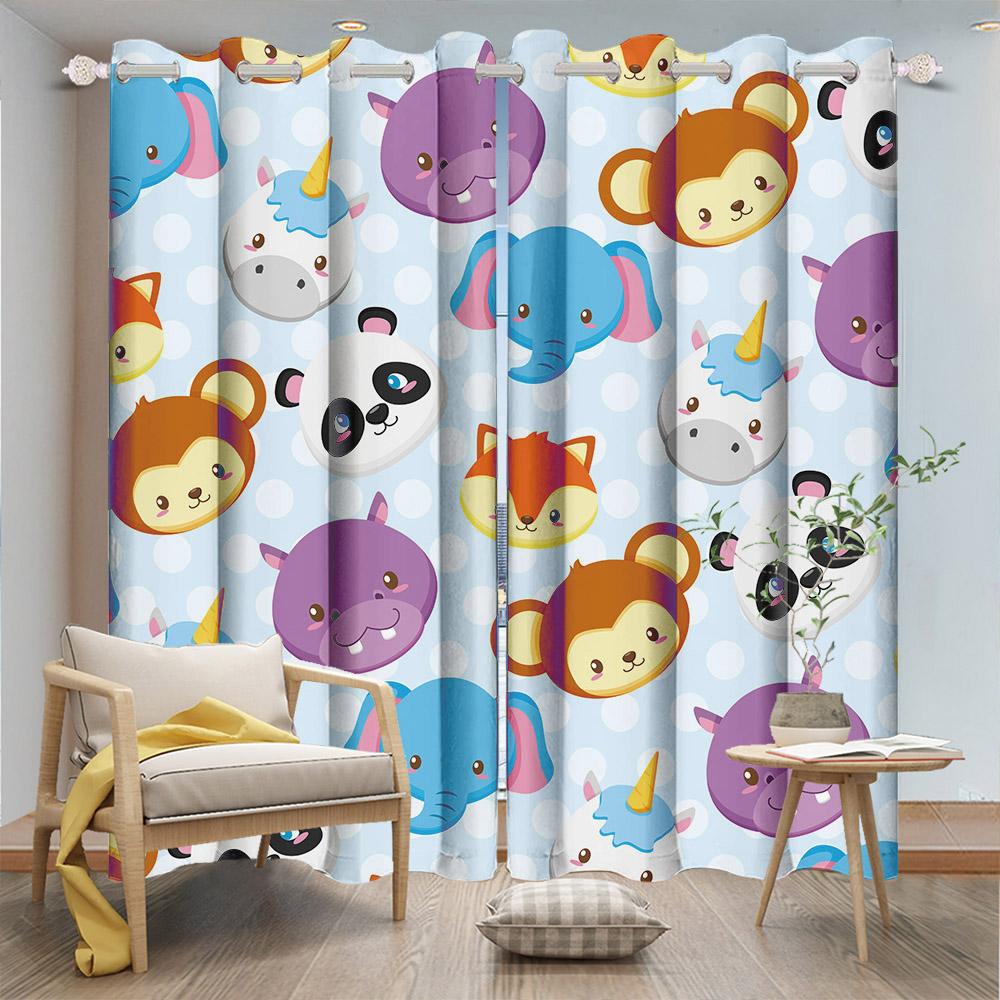 Kids Room Decoration Curtain Cartoon Pattern Whale Unicorn Space Planet Elephant Boy Girl Children'S Bedroom Blackout Curtains