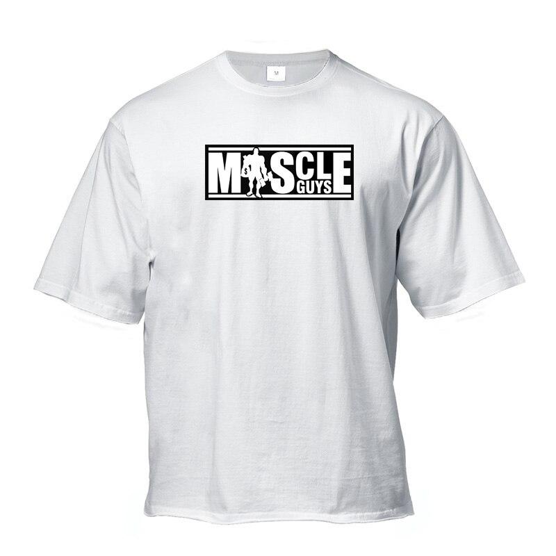 

Muscleguys Мужская спортивная одежда Летняя удобная фитнес-футболка с коротким рукавом большого размера, спортивная повседневная футболка с короткими рукавами для бега на открытом воздухе XXL белый