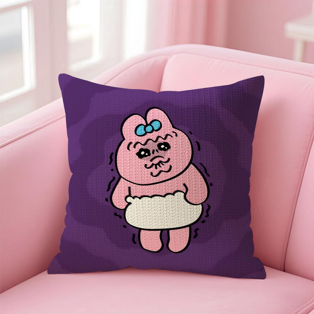 OOpanchu UsagiI Cartoon Cushion Cover Natural Linen Pillow Case DoubleSided Print Decorative Sofa Pillowcase Home Decor Gift