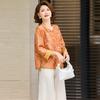 Paster New Chinese Style Floral Top & Wide-Leg Pants Set for Mature Women