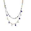 Fashion Colored Zircon Bead Necklace for Women Girls Exquisite Geometric Double-Layer Small Square Pendant Necklace Jewelry Gift