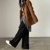 Vintage Korean Style Autumn Blazer Women Loose Fit Long Sleeve Coat with Double Pockets Elegant Office Wear