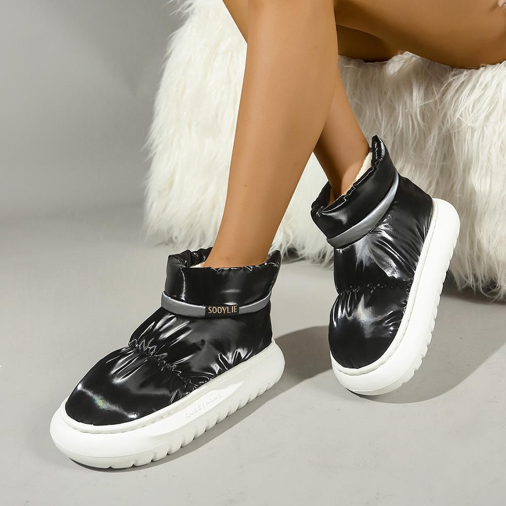 Fashion Waterproof Soft Plush Ankle Boots Women Winter Thick Sole Non-Slip Snow Boots Woman Down Comfort Keep Warm Cotton Padded Shoes88
