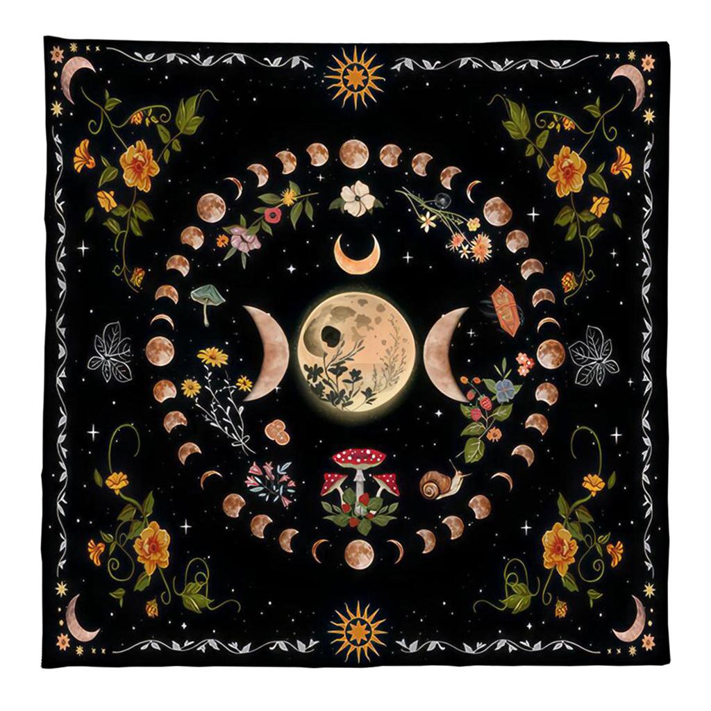 Tovaglia Tarot Tovaglia Altari Fasi Lunari Fiore Astrologia Tovaglia Tappeto per Carte Divinatorie Arazzo Decorazione Murale