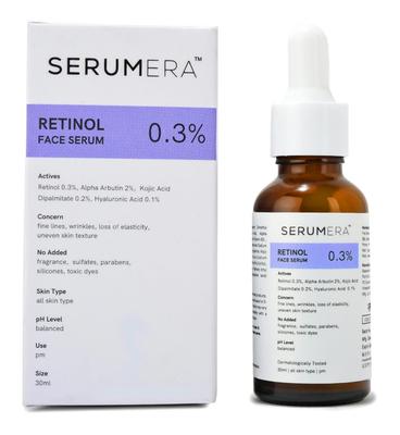 Serumera 0.3% Retinol Anti Aging Face Serum for Fine Lines, Wrinkles, Loss of Elasticity, Uneven Skin Texture | All Skin Type | 30 Ml