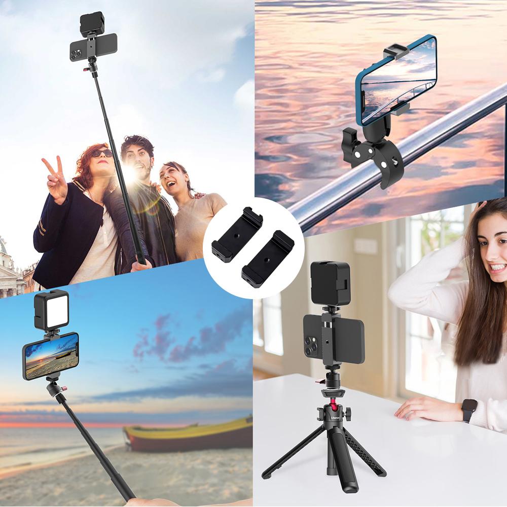 Aluminum Alloy Phone Clip Tripod Mount Metal Clamp Mobile Phone Holder Cell Phone Adapter With 1/4'' Screw Hole For Smartphones