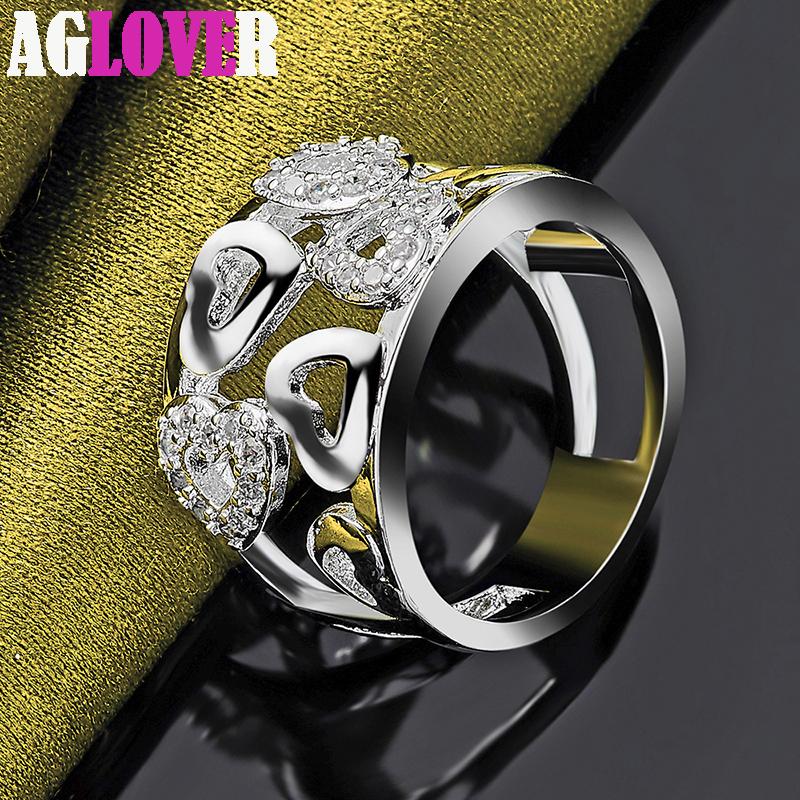 925 Sterling Silver Heart AAA Zircon Ring Jewelry