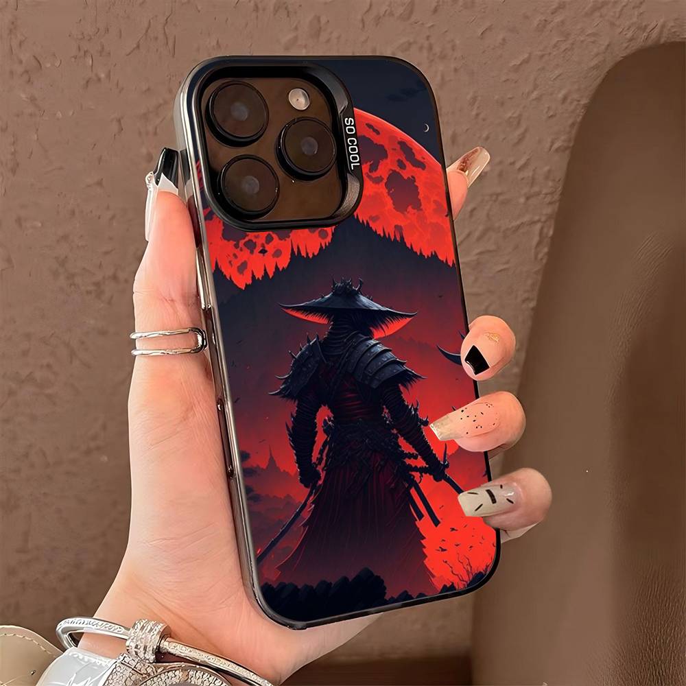 Japan Ghost Face Samurai Phone Case For iPhone 16 15 14 13 12 11 Pro Max X XR XS MAX Matte Shockproof Back Anti Fall Matte Cover