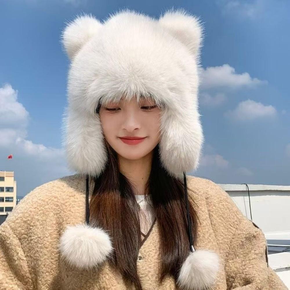Keep Warm Winter Hats for Women Windproof Bomber Hat Trendy Furry Trapper Hat Winter