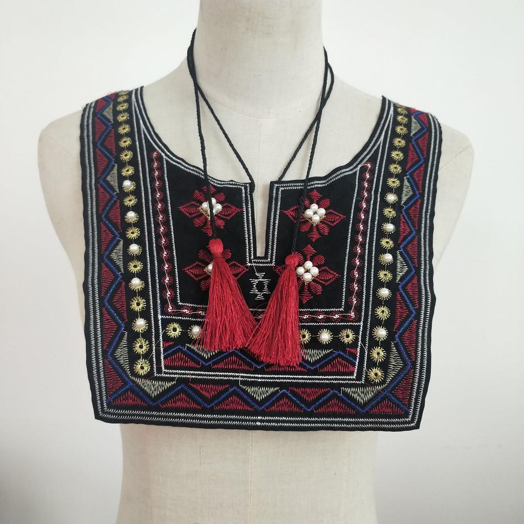 Polyester Stickerei Spitze Kragen DIY Handgemacht Imitation Perlen Spitze Applikation Kleiderzubehör