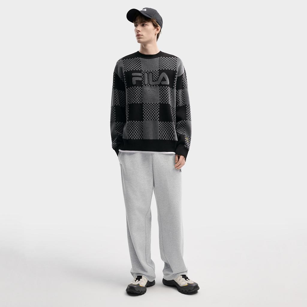 Fila Original Classic Minimalist Retro Casual Trendy Versatile Comfortable Knitted Sports Pants Men Pants Smoke-Flower-Gray F51M619601FMG