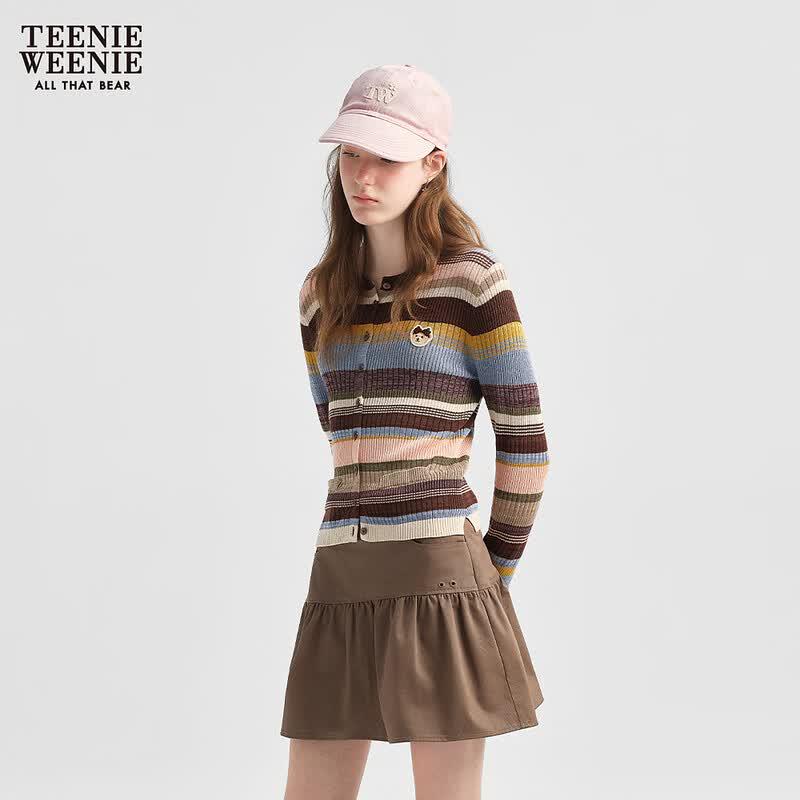 Teenie Weenie Women's Striped Bear Knit Cardigan