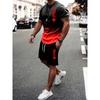 Summer Men's Casual Suit Two-Piece Simple Casual Streetwear King Print Beach Suit Men's T-Shirt Shorts Sportswear