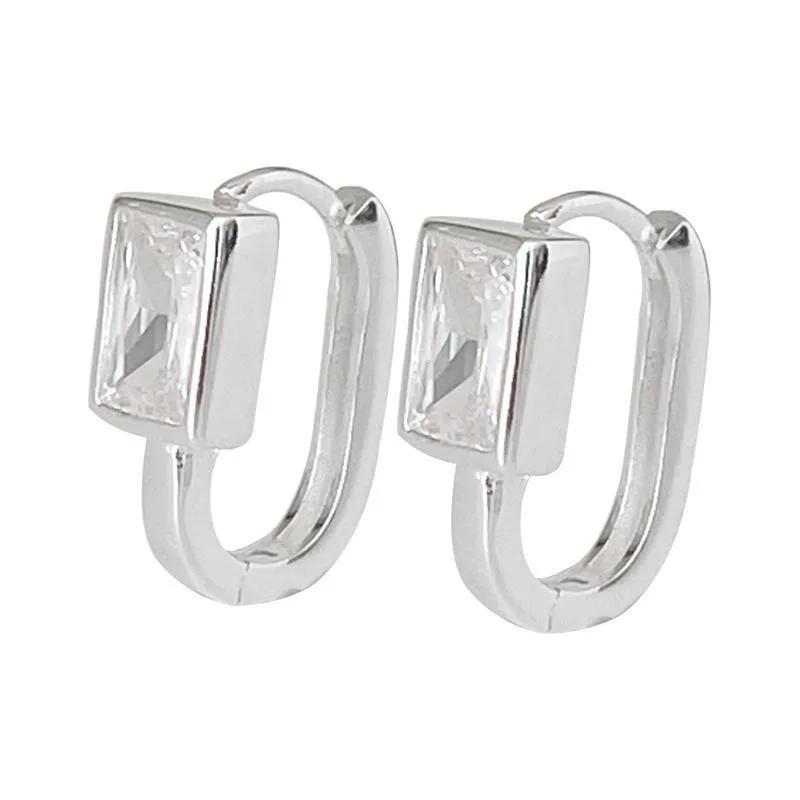 Luxury Exquisite Geometric Square Crystal Hoop Earrings for Women Temperament Gold Color Stainless Steel Korea Jewelry Wholesale