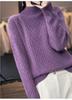 Women's Cashmere Diamond Knit Pullover: Half-High Collar, Thick, Loose-Fit, Korean Style Winter Sweater.
