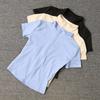 Summer Waist Slimming Training Women's Tight Stand Collar Full Zipper Short Sleeves Yoga Shirts
