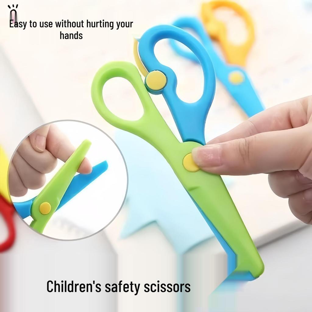 Child-Friendly Safety Scissors: Round-Headed, Spring-Loaded for Kids' Paper Crafts