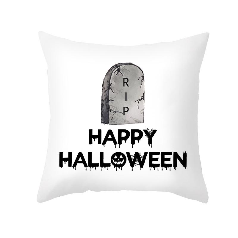 New Nordic Halloween Throw Pillow Cover Black Letter Print Sofa Cushion Cover Cushion Cover Home