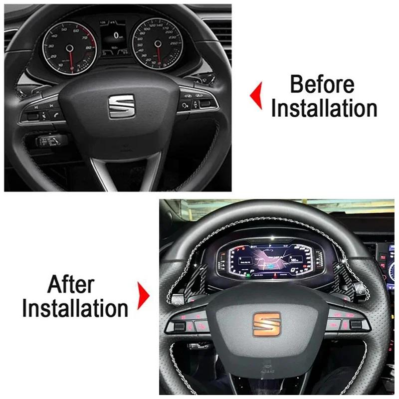 Kierownica z nadrukiem włókna węglowego Łopatki zmiany biegów ABS Do Seat Leon Cupra 4F 5F Mk3 Mk4 Ibiza 6F Arona Ateca Leon St Alhambra