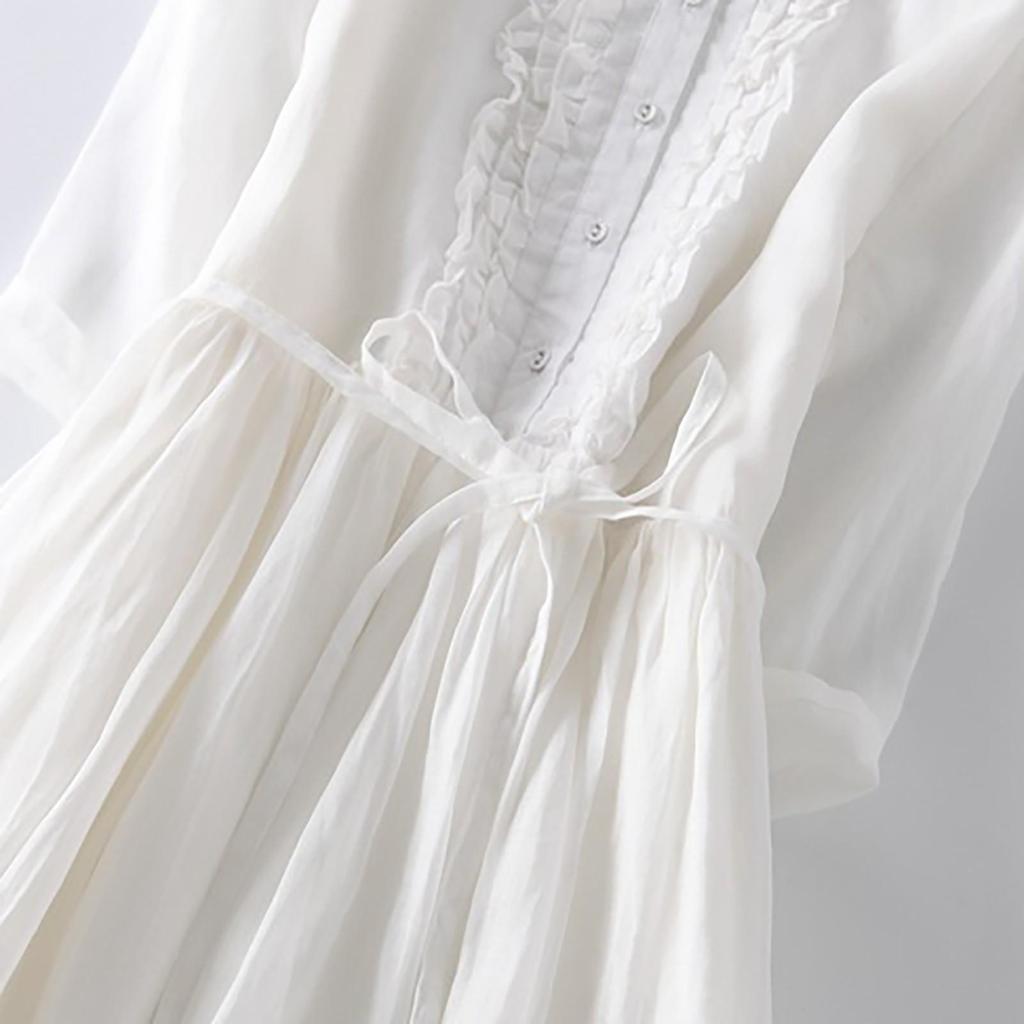 Abiti Formale per Invitata di Matrimonio Colletto Doppio Manica Corta Abito Midi con Coulisse Vita Larga Abito Lunghezza Media