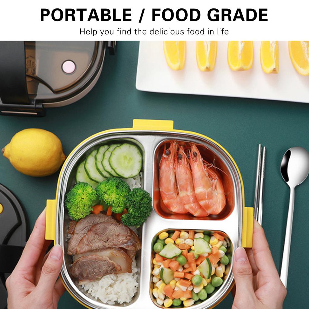 304 Edelstahl Lunchbox Tragbare 3-Fach Bento Box Hitzebeständig