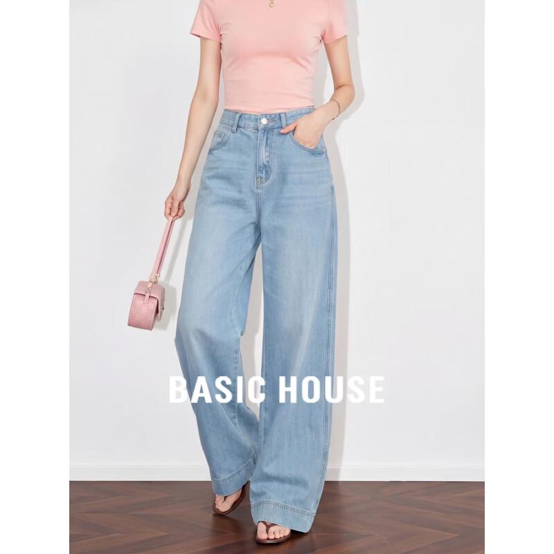 Basic House Women s Loose Fit Wide-Leg Lyocell Jeans L