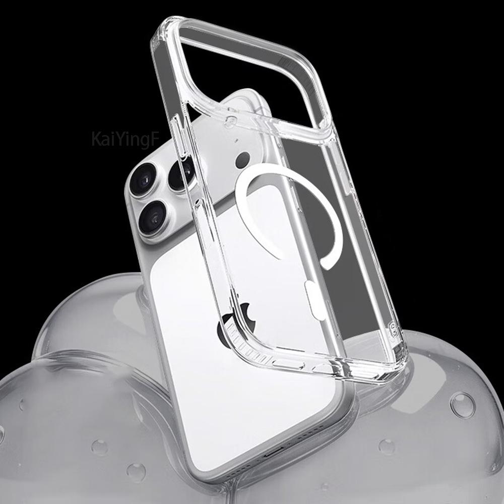 Magsafe Transparent Case For iPhone 18 17 16 15 14 13 12 11 Pro Max Mini XR Magnetic Wireless Charge Back Cover Case