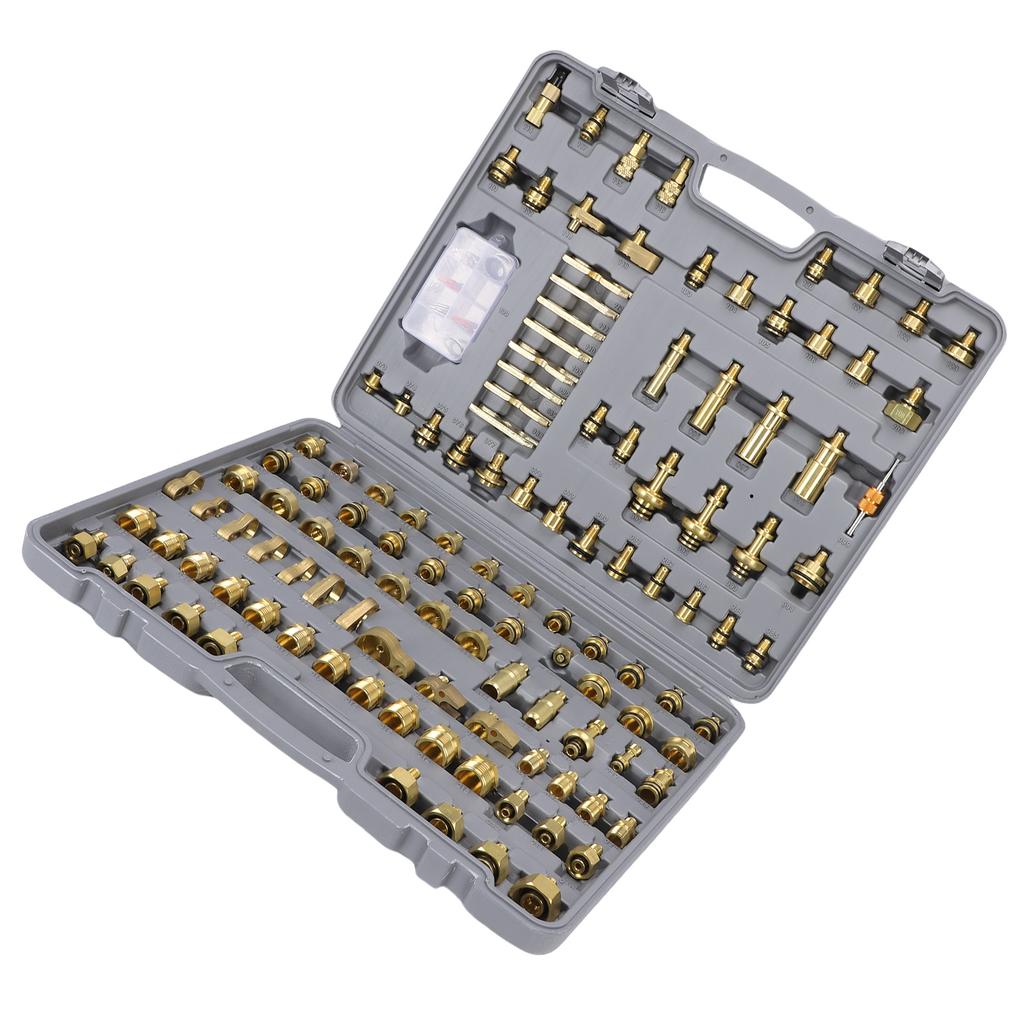 122pcs Automotive Air Conditioning Leak Test Kit Multifunction Brass AC Leak Detection Repair Tools Kit for Car Auto AC