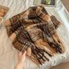 Autumn and winter new Maillard imitation cashmere plaid scarf women's winter senior sense versatile shawl thickened warm scarf