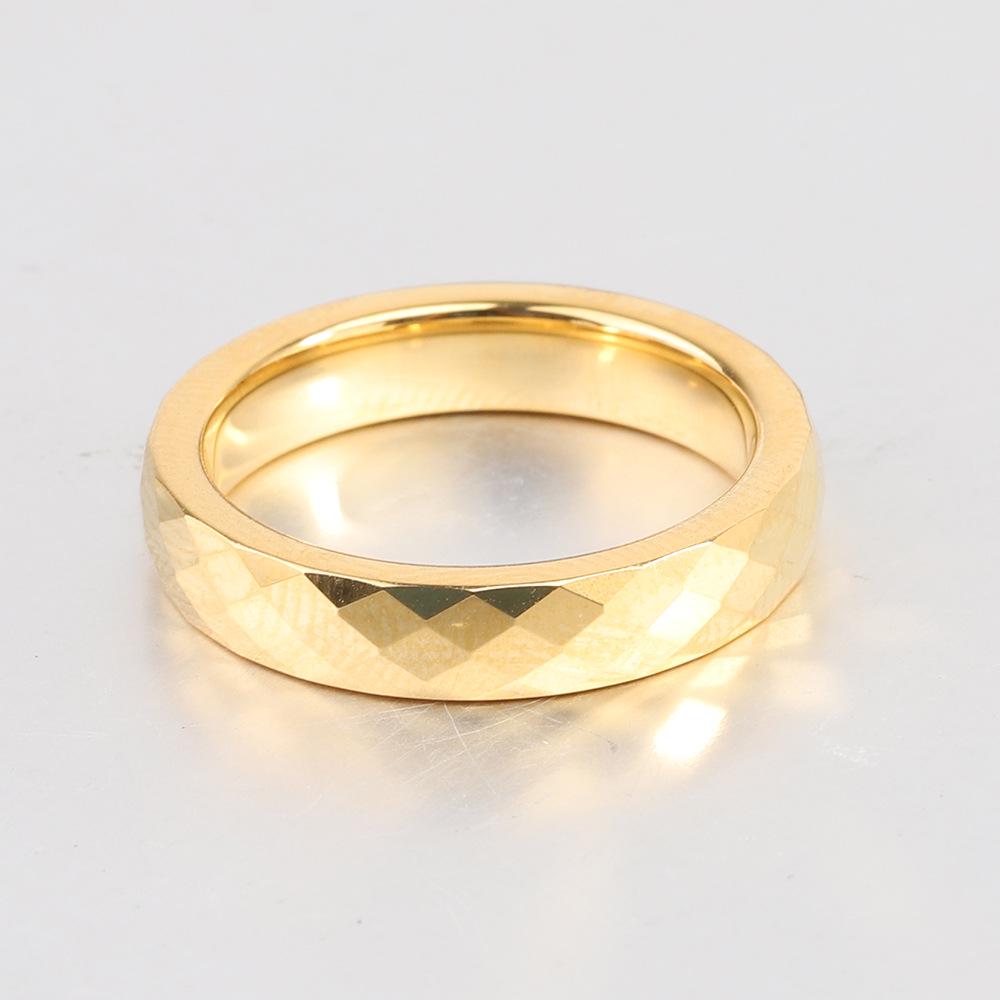 European American Ins New Tungsten Steel 4MM 6MM Faceted Polygon Rhombus Couple Rings