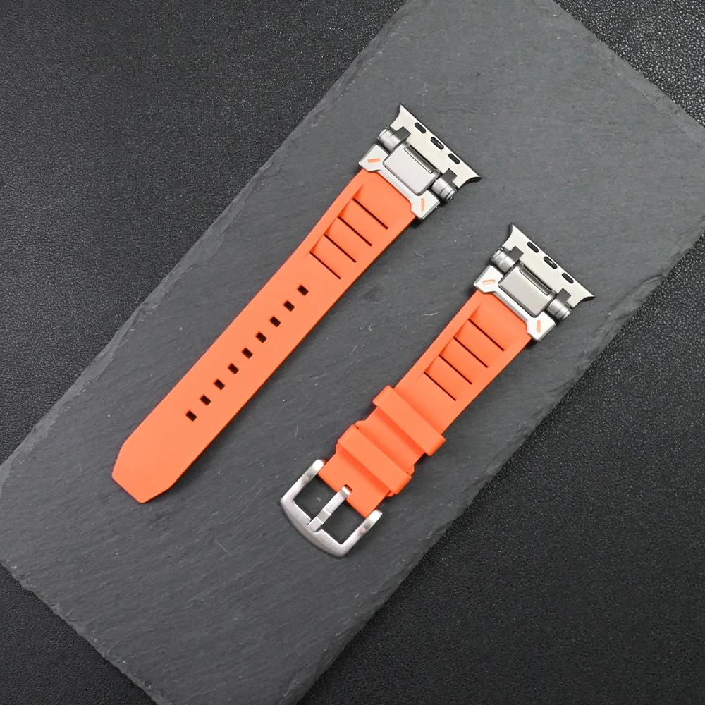 Rubber Band for Apple Watch Ultra 3 2 49mm Silicone Strap Luxury Sports Bracelet for Iwatch Series 11 10 9 8 7 6 5 Se 46mm 45 44