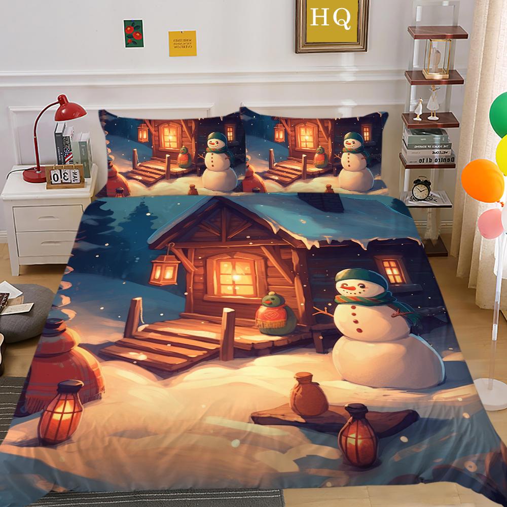 Christmas Printed Bedspreads Twin Size Microfiber Bedding Cover Teens Luxury Design Fashion Duvet Cover Set