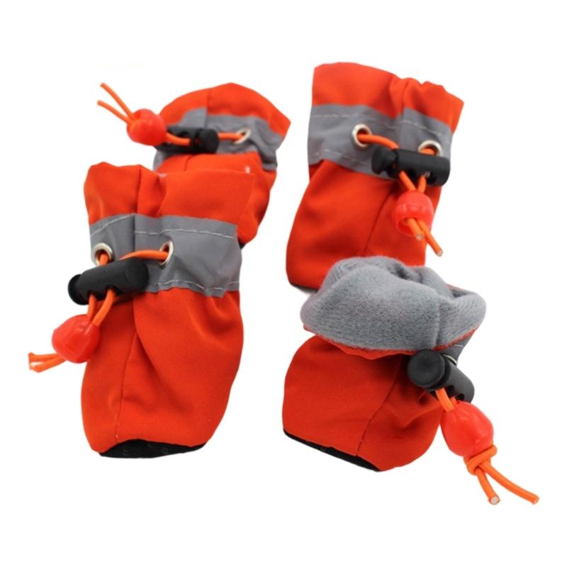 4Pcs Dog Socks Feet Cover Protective Dogs Shoes Booties with Adjustable Drawstring Dogs Feet Cover Paws Socks